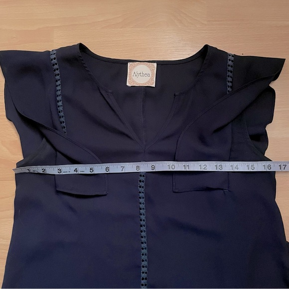 Alythea Navy Ruffled Blouse - Picture 3 of 5